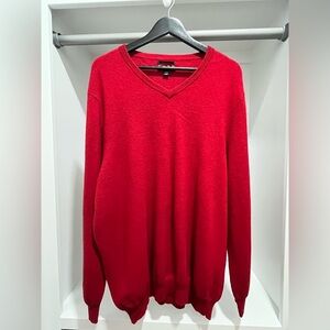Club Room V-Neck 100% Cashmere Pullover Sweater Red Size XXXL